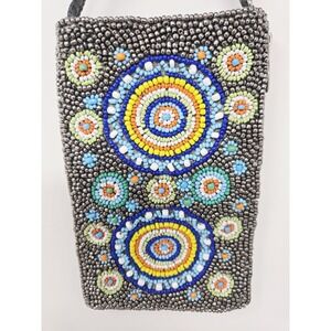 Bamboo Trading Co. Beaded Club Bag Wristlet Purse Cross Body Phone‎ Pouch Wallet